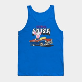 Adorable and cute Pig driving a funny and vintage car through the USA Tank Top